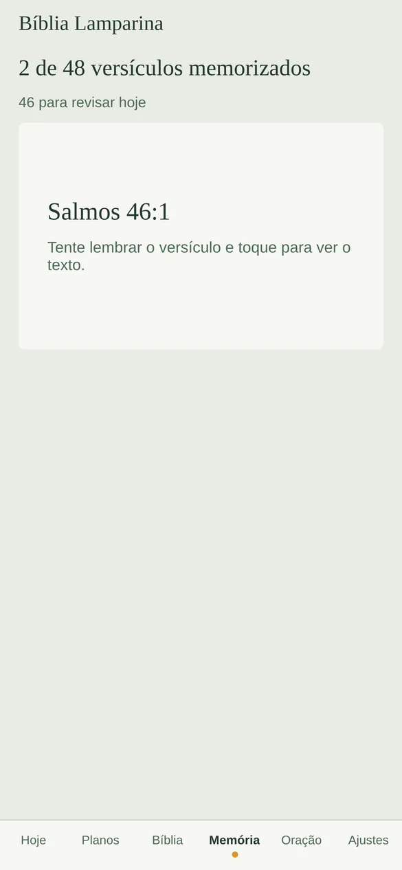 Tela Memória do app